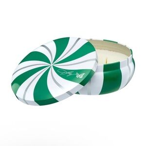 Dolly Parton Green and White Striped Candle Tin NEW